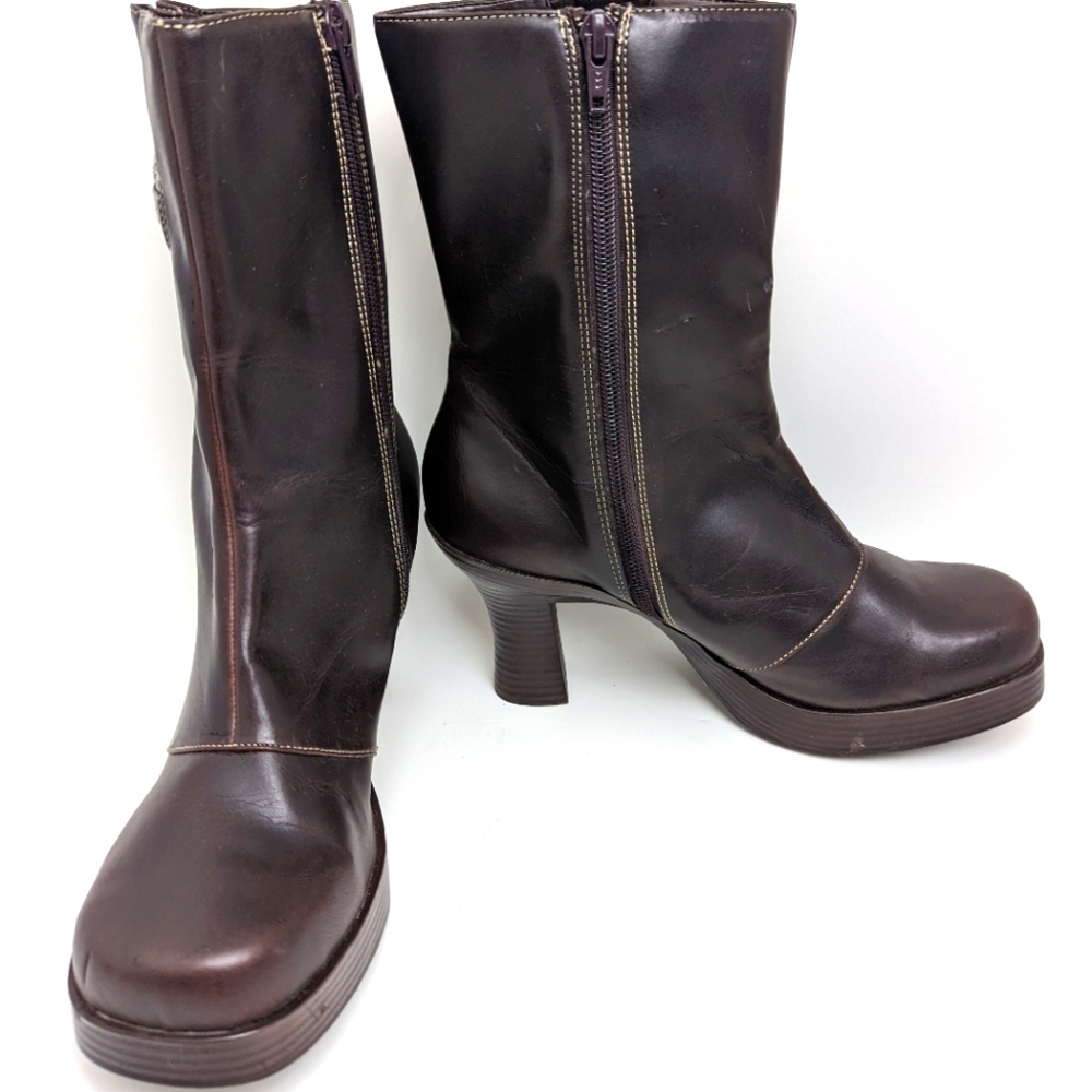 Vintage LEI Boots Brown Y2K 90s Platform Zip Boots Size 9 - Picture 5 of 13